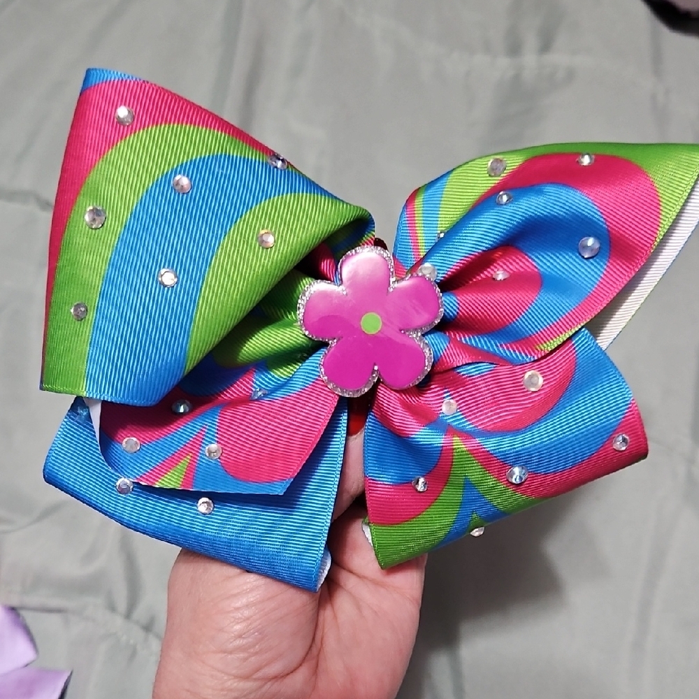 Colorful Floer Daisy Fun Hair Bow with Rhinestones